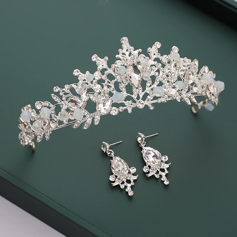 Корона принцессы невесты золотые украшения для волос Розовый кристалл свадебный