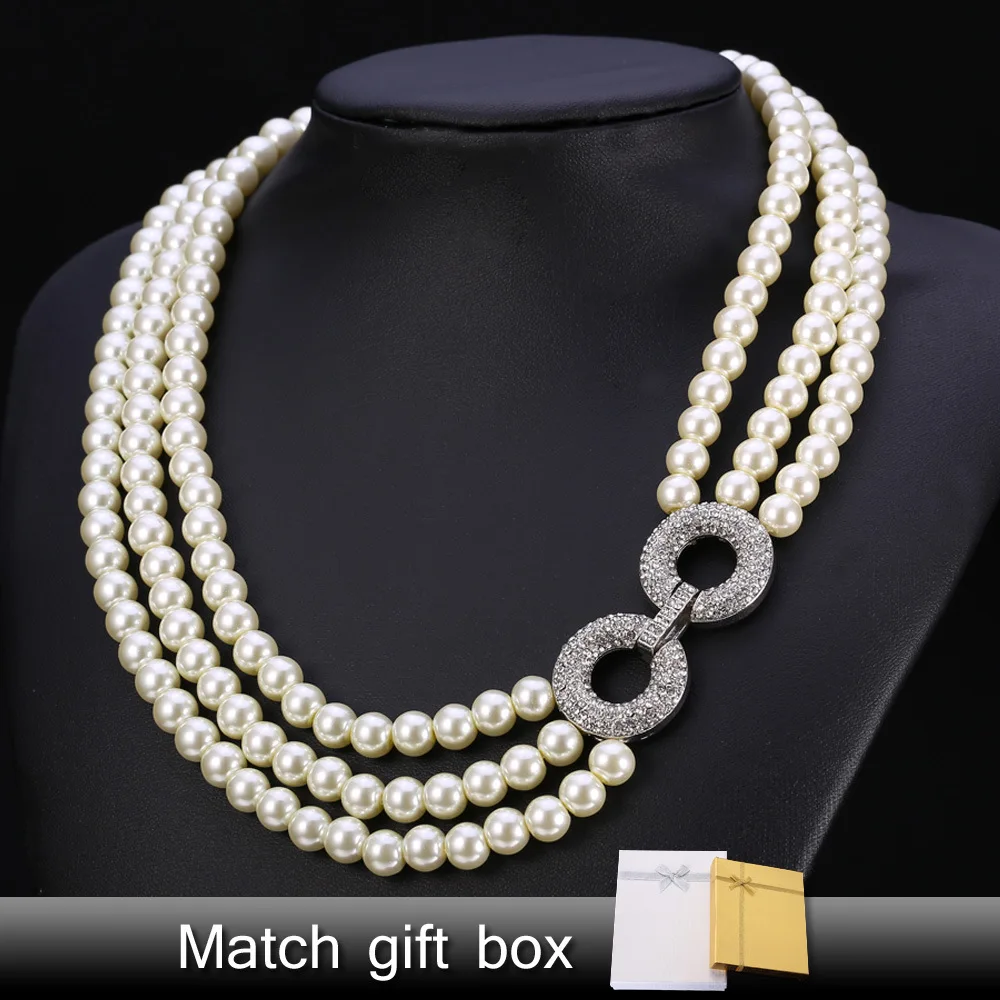

Collare Simulated Pearl Jewelry Necklace Women Fashion Jewelry Wholesale Trendy Multi Layers Wedding Necklaces N153