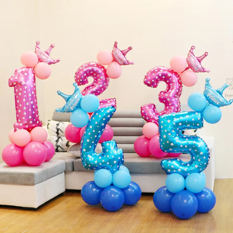 

1set cute Birthday Balloons Children Number Foil Balloons Happy Birthday Party Decorations Kids ballon cartoon hat