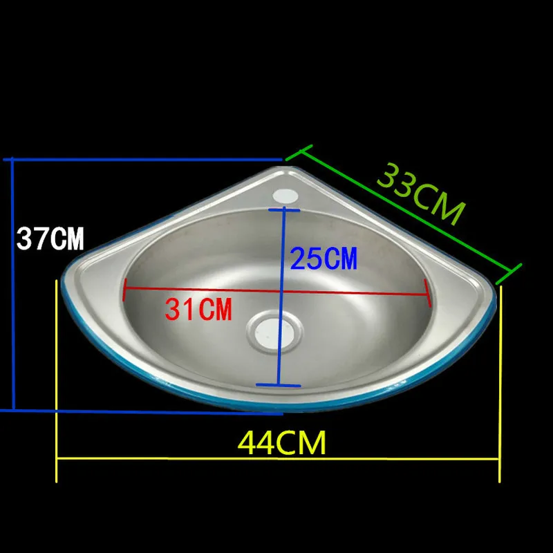 

Stainless steel triangle wash basin thick small sink corner wall-mounted single tank bathroom corner sink mx4101030