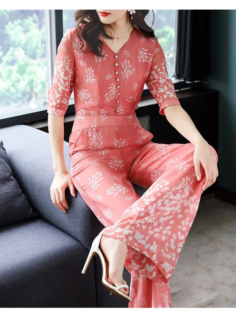 Женский шифоновый комбинезон повседневный Свободный с коротким рукавом весна