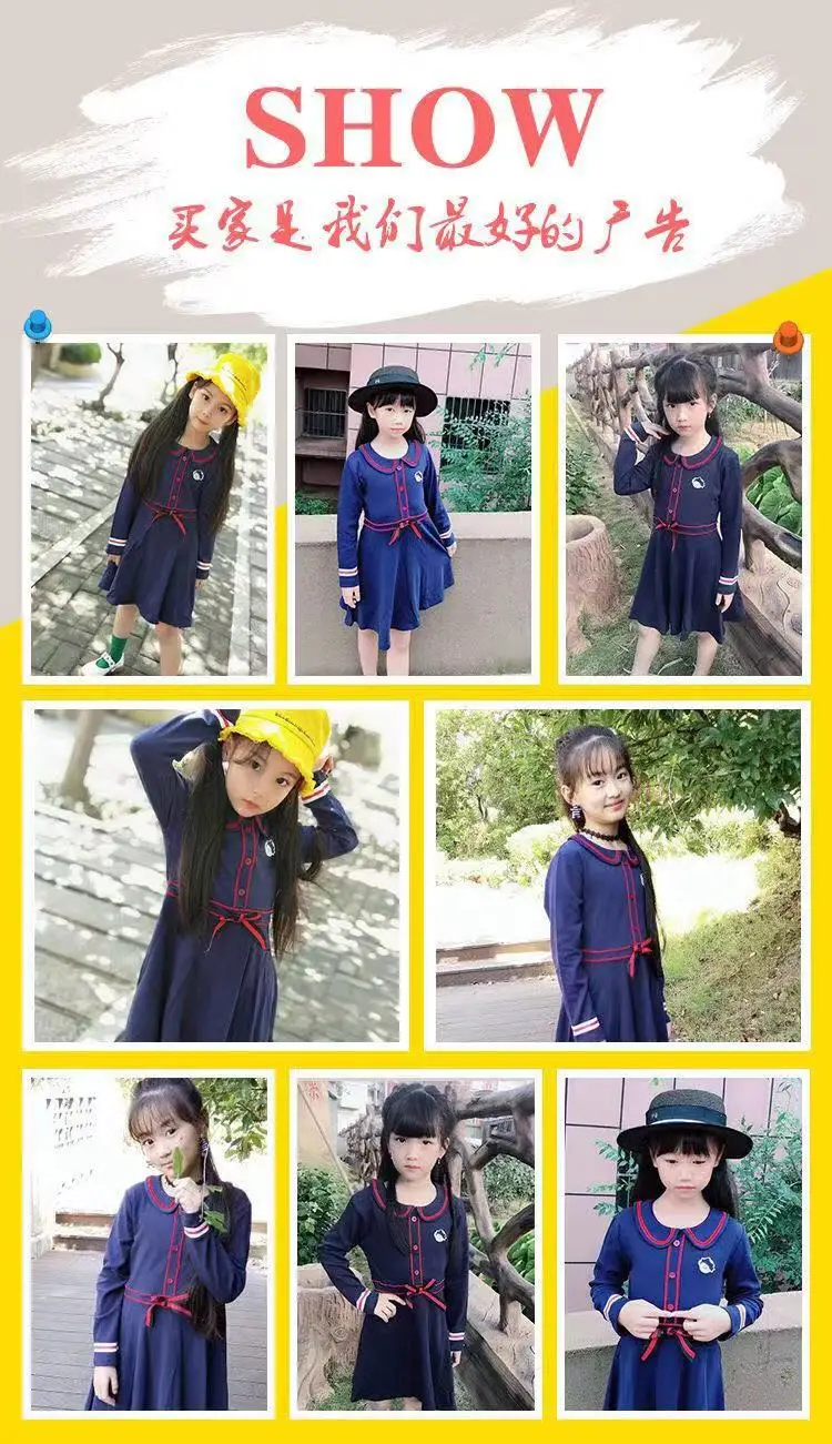 2022 Girls Dress Spring Autumn Kids Children College Wind Cotton Long Sleeve Casual Princess For | Детская одежда и обувь