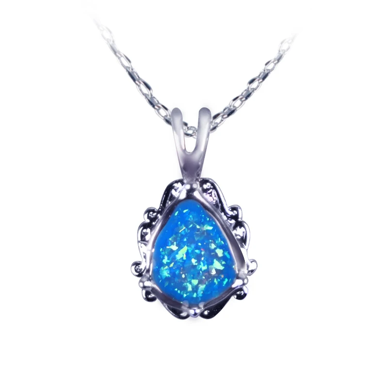 

Fashion Necklace Charm Water-drop Geometric Blue Imitaztion Pendant Necklace For Women Accessories Bohemian Gift