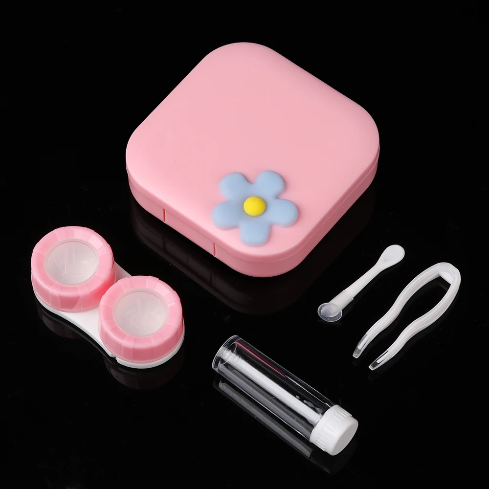 Модная Милая портативная коробка для контактных линз Цветочные контактные линзы