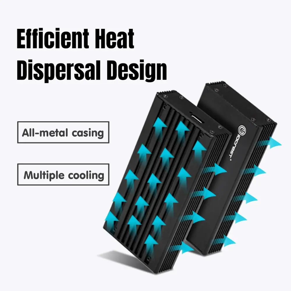 M2 SSD Case NVME SSD Enclosure M.2 to USB 3.1 Type C External Hard Drive Case for NVME PCIE M Key SSD Hard Disk Case JMS583 Chip