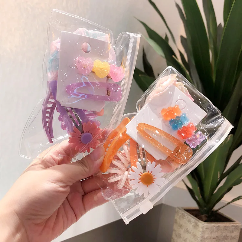 

6pcs/Set Colorful Small Daisy Hair Clip Headdress Drop-Shaped Clip Hair Accessories Baby Hair Clip Girl Hair Ring Hair Accessor
