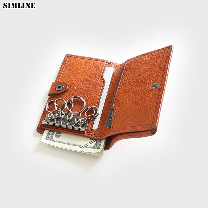 Кошелек для ключей из натуральной кожи мужчин винтажные многофункциональные