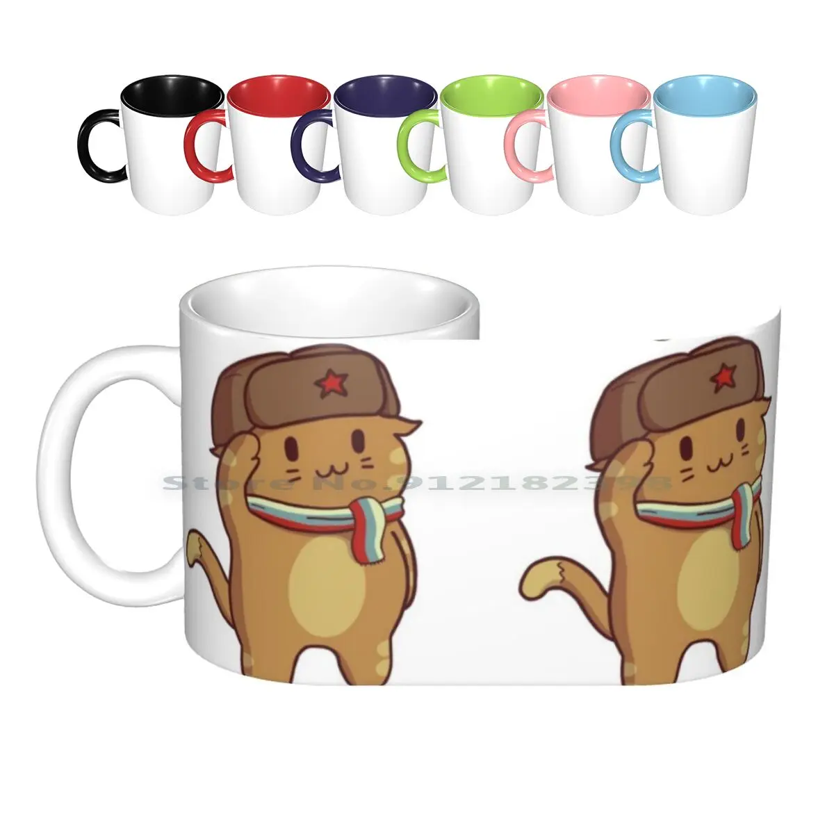 

Керамические кружки komгад Кат салют, кофейные чашки, кружка с молочным чаем, русская кошка, Россия, котенок, Коммунистический коммунистическ...