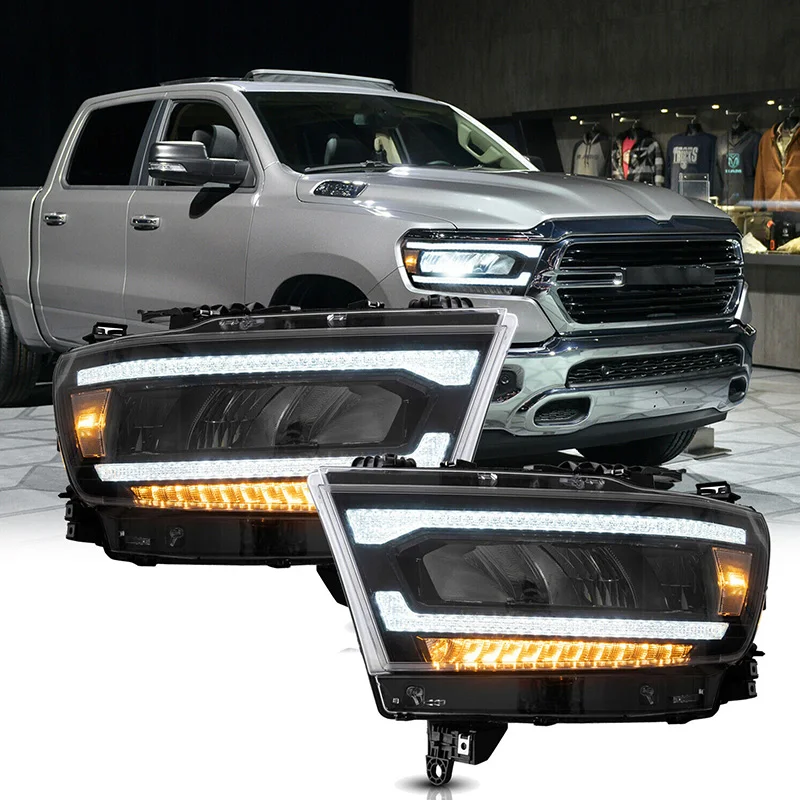 

Для Dodge RAM 1500 2019 2020 2021 светодиодные фары в сборе фары с последовательным желтым сигналом поворота Автомобильная фара в сборе