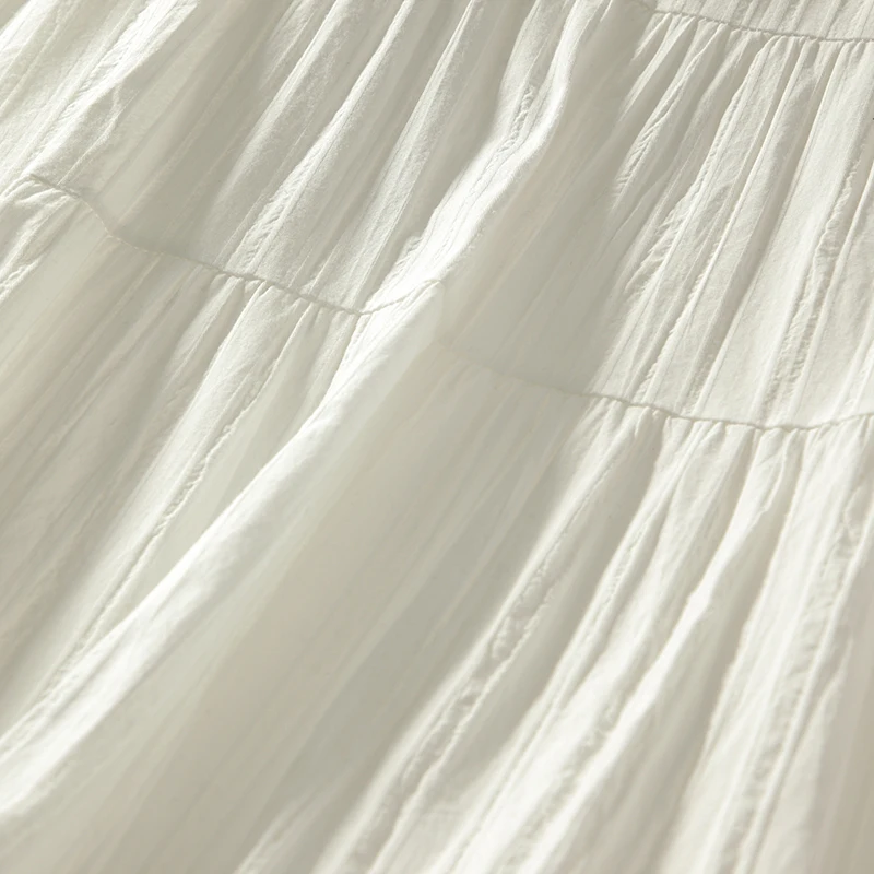 

Korean Style White Long Sleeved Loose Pull-over Maxi Long Boho Cotton Dress