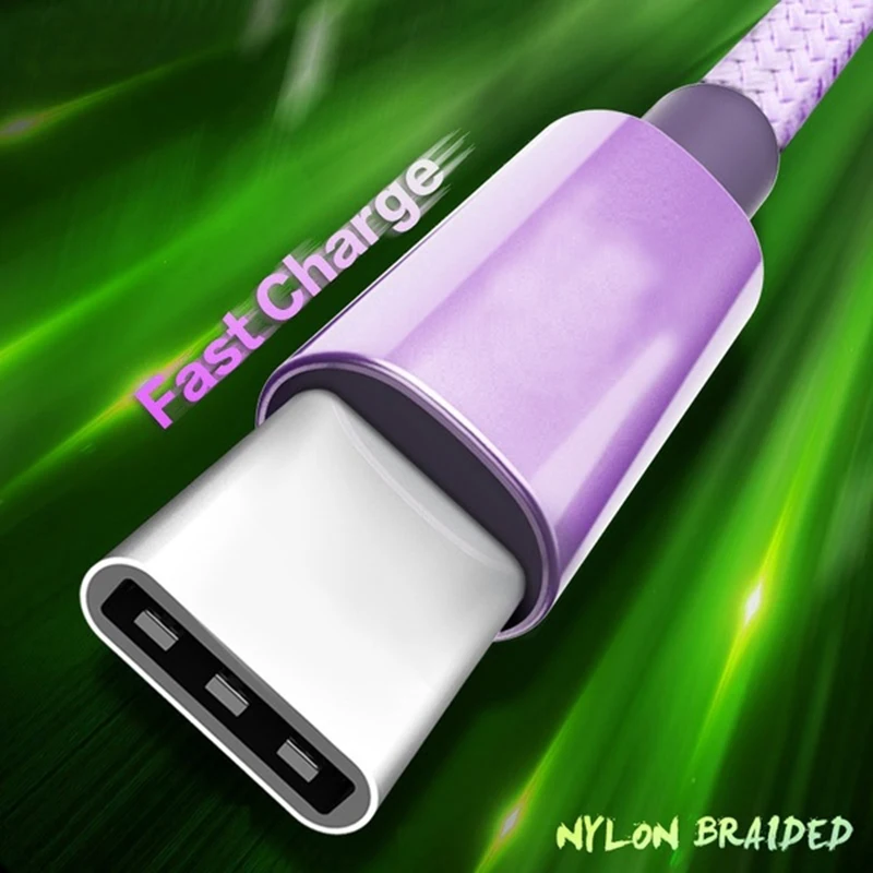 Сверхдлинный прочный нейлоновый кабель Micro USB Type C (USB C) для синхронизации данных и