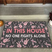 in this house no one fights alone breast cancer awareness doormat 3d printed non slip door floor mats decor porch doormat