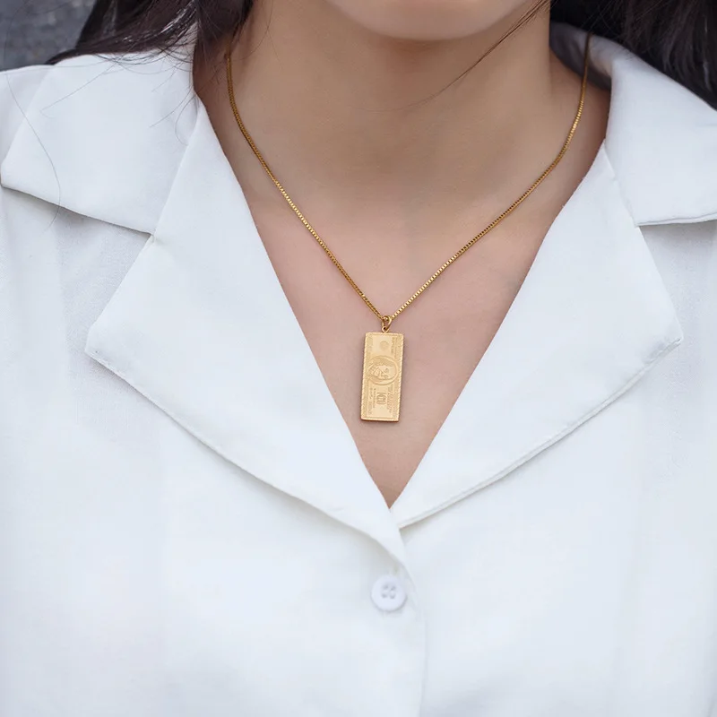 Ожерелье с золотым долларом винтажные подвески из нержавеющей стали мужская