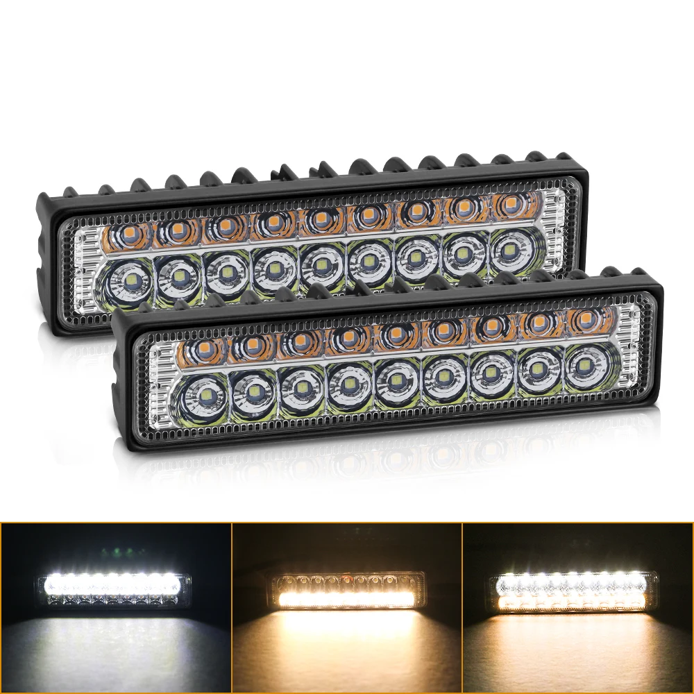

54W 18 LED Work Light Bar Spotlight Dual Row LED Headlights 12V 24V For Auto Motorcycle Truck Boat Tractor Trailer Offroad White