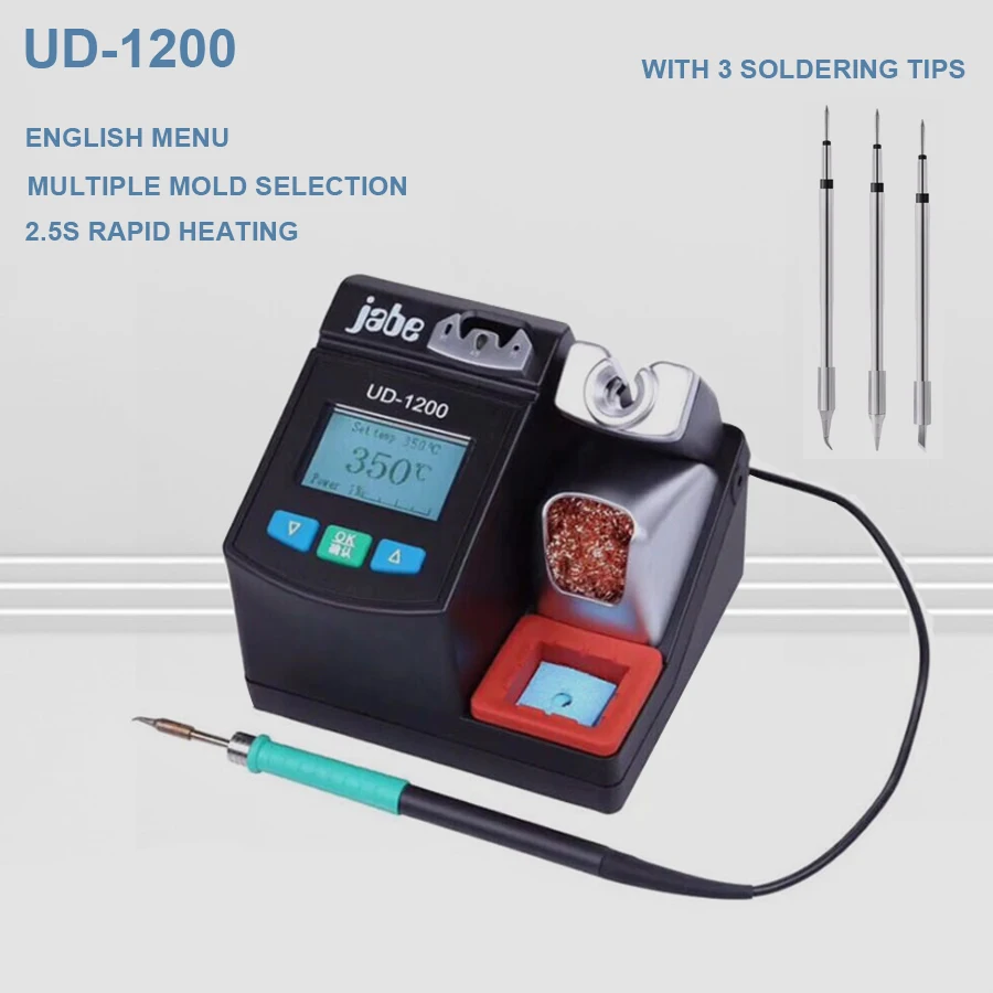 Jabe UD-1200 высокоточная умная Бессвинцовая паяльная станция сварочный Утюг 2,5 S Быстрый нагрев с Двухканальное питание система отопления
