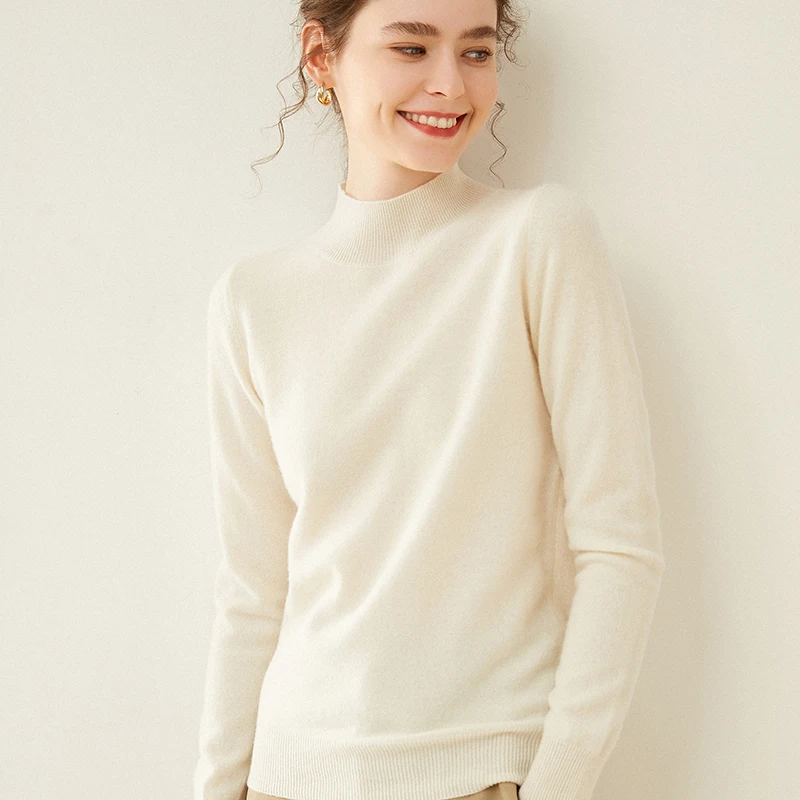 2020 new autumn and winter semi-high collar fashion pullover Australian wool bottoming shirt women's | Женская одежда