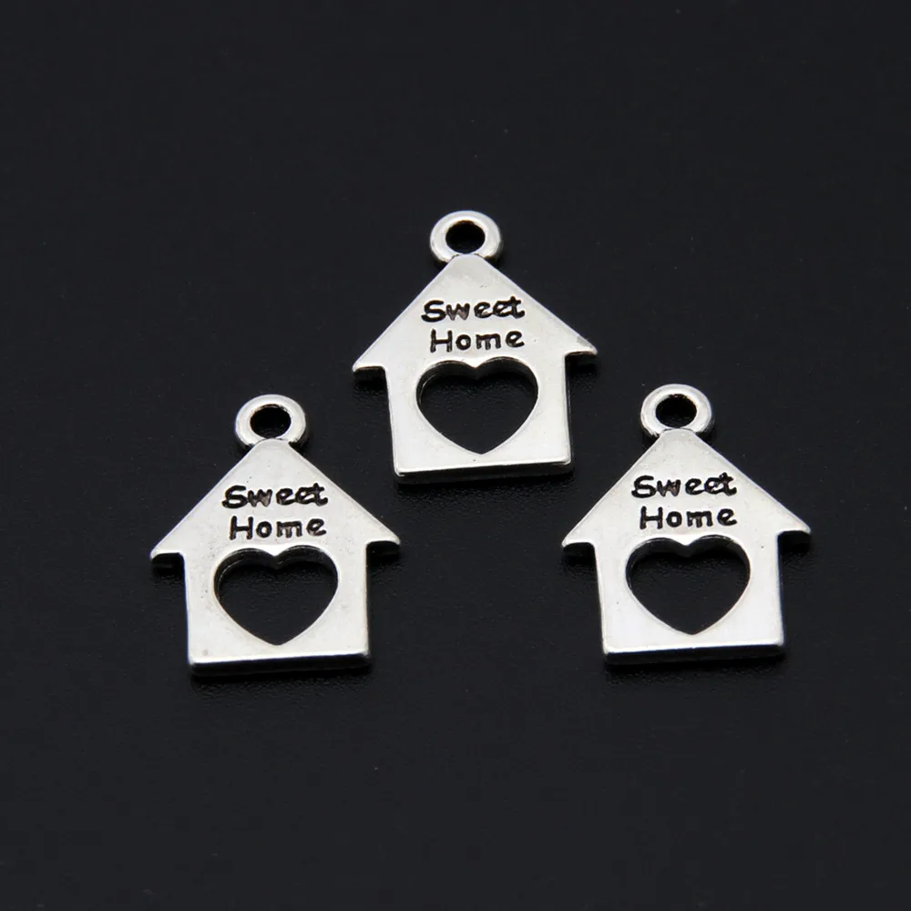30 шт. сердечко серебряного цвета дома милые домашние слова шармы семейный