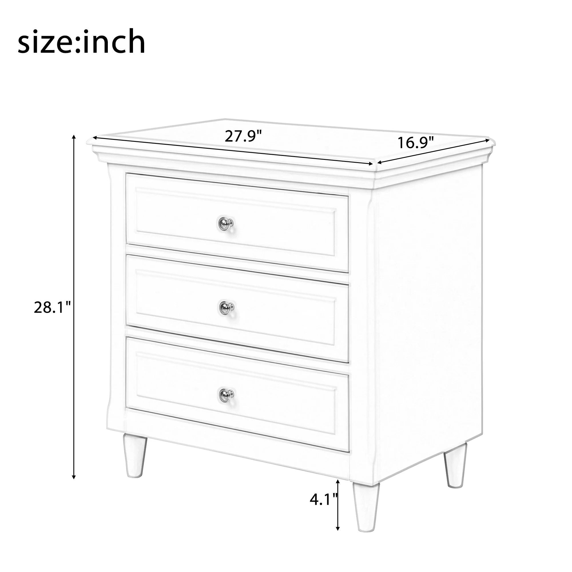 

Bedroom Bedside Nightstand Three Drawers Storage Table Modern Night Table Cabinet Wooden Locker