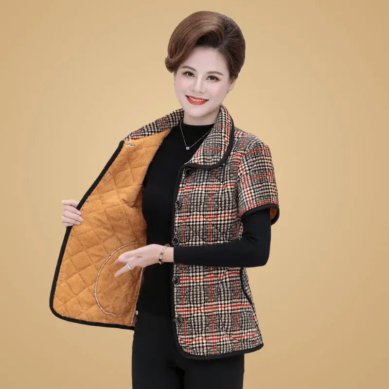 

Mother autumn and winter clothes middle sleeve cotton padded jacket middle-aged and old women winter cotton vest seven sleeve