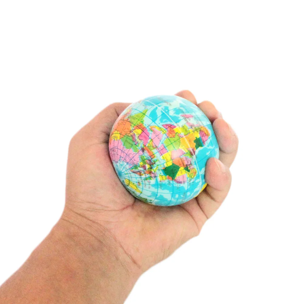 

New 1Pc Soft Foam Rubber Ball Toy World Map Earth Globe Hand Wrist Exercise Stress Relief Squeeze