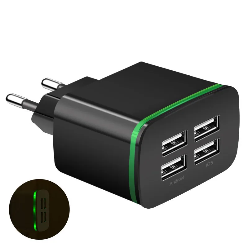 Fanshu EU Plug 4 порта USB настенное зарядное устройство светодиодный 5 в 4A Carregador Portatil