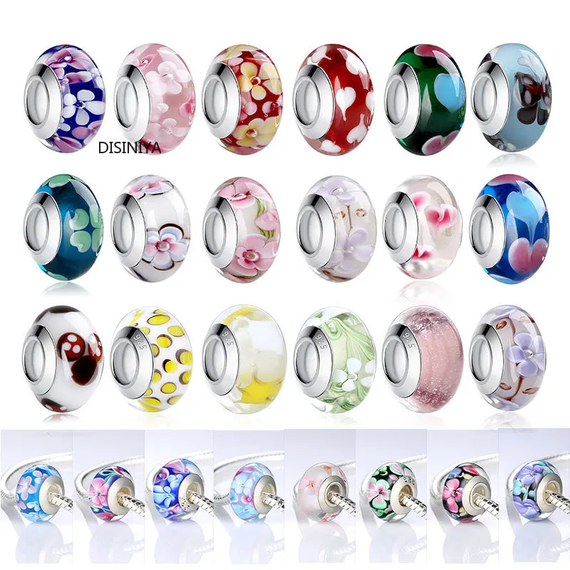 DISINIYA оптовая продажа серебряные светящиеся европейские коричневые бусины из