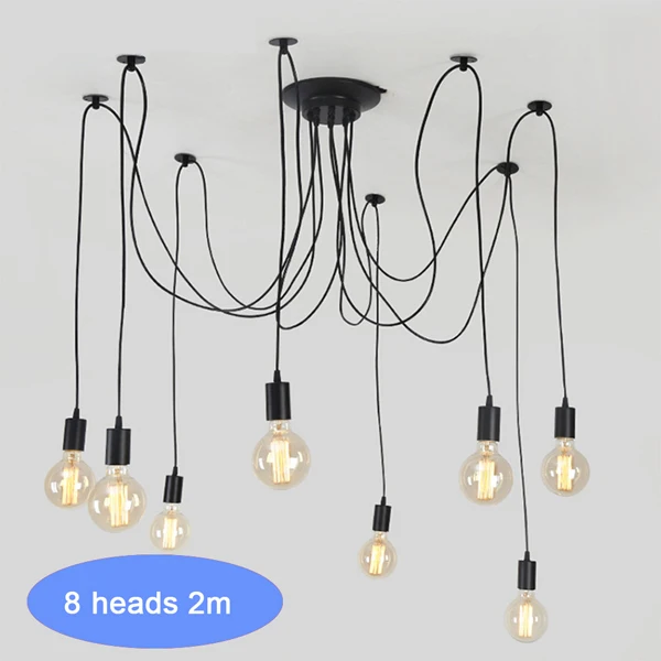8 heads 2m 220v современный светодиодный люстры осветительные приборы черного листового железа 4/6/8 филиал Потолочная люстра промышленный светильник Гостиная Спальня - Цвет корпуса: 8 heads 2m