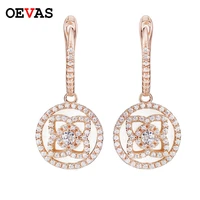 oevas sterling 100 925 silver 18k rose gold white fritillaria flower earrings for women wedding birthday stone jewelry dropship