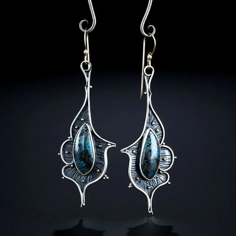 Винтажные богемные черные большие серьги из смолы с камнем для женщин ювелирные