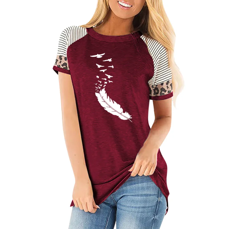 

Женская футболка с коротким рукавом и круглым вырезом, свободного покроя