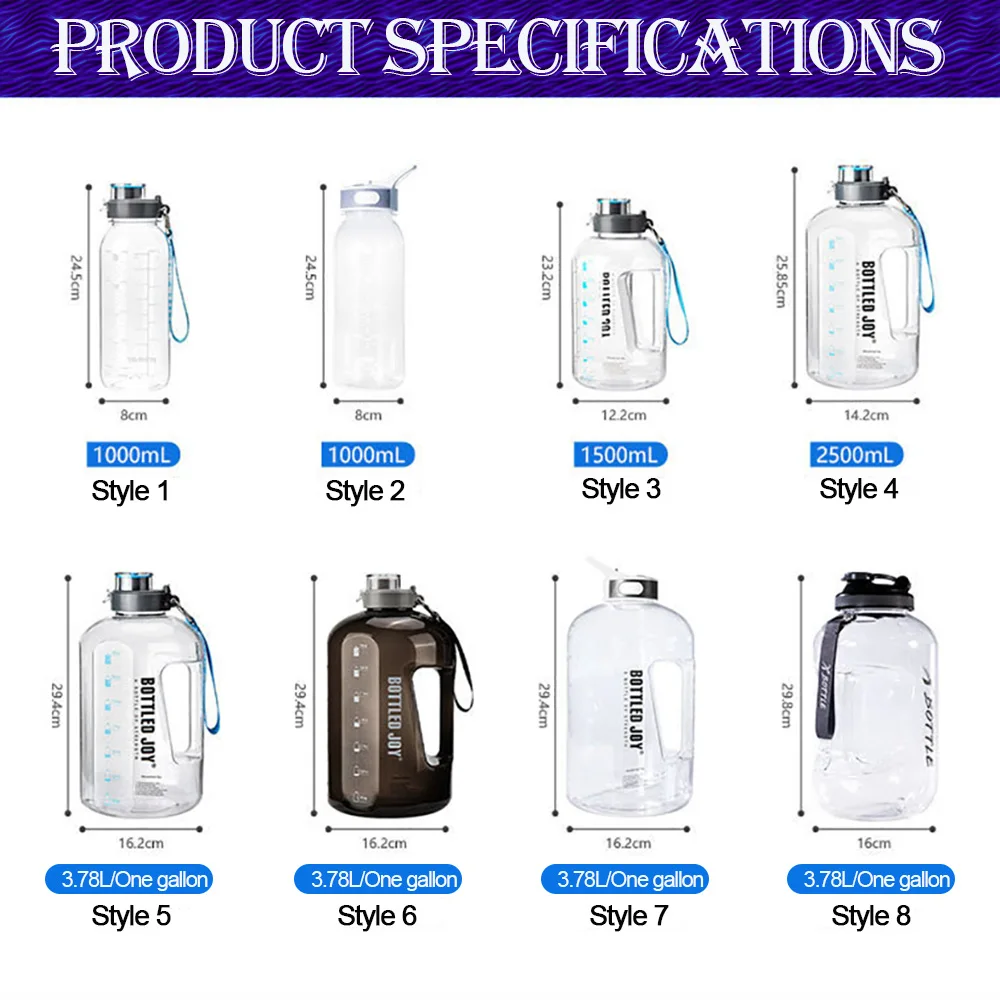 

Leakproof Portable Transparent Large Capacity 2.5L 3.8L Water Bottle Outdoor Climbing Tour Camping Sport Water Bottle BPA Free