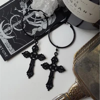 gothic black cross hoops earrings witchy alternative goth victorian medieval witchy punk statement gorgeous jewelry women gift