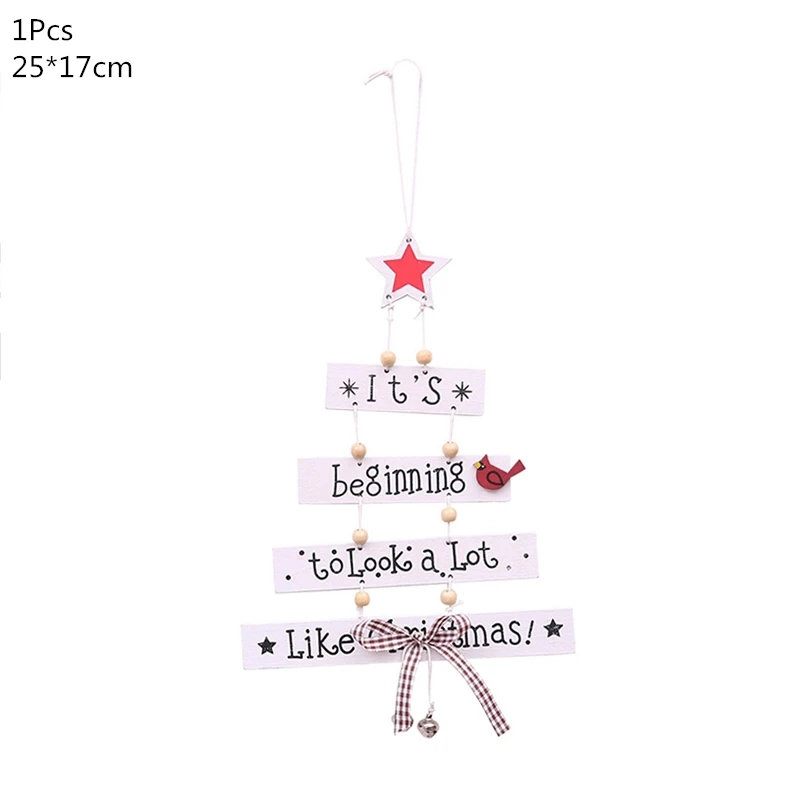 1pcs white tree Деревянная Рождественская елка, украшения, деревянная подвеска, автомобиль/Лось/звезда, поделки своими руками, Noel, рождественские украшения для дома, рождественский подарок для детей - Цвет: 1pcs white tree