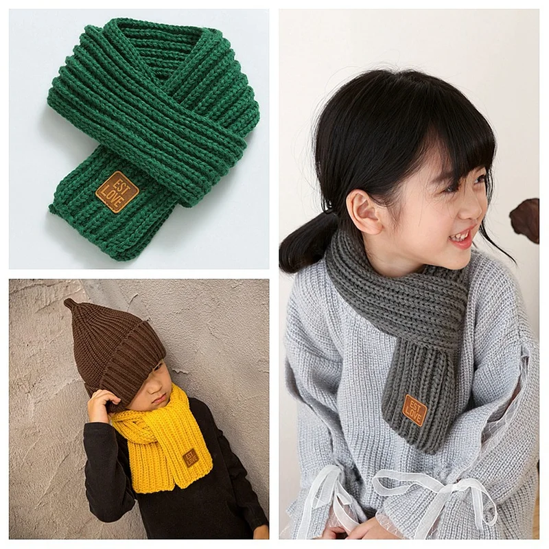 

Clearance Sale Scarves for Boys Girls Autumn Winter Warmer Collar Korean Fashion Solid Knitted Scarf Kids Cute Lovely Warm Scarf