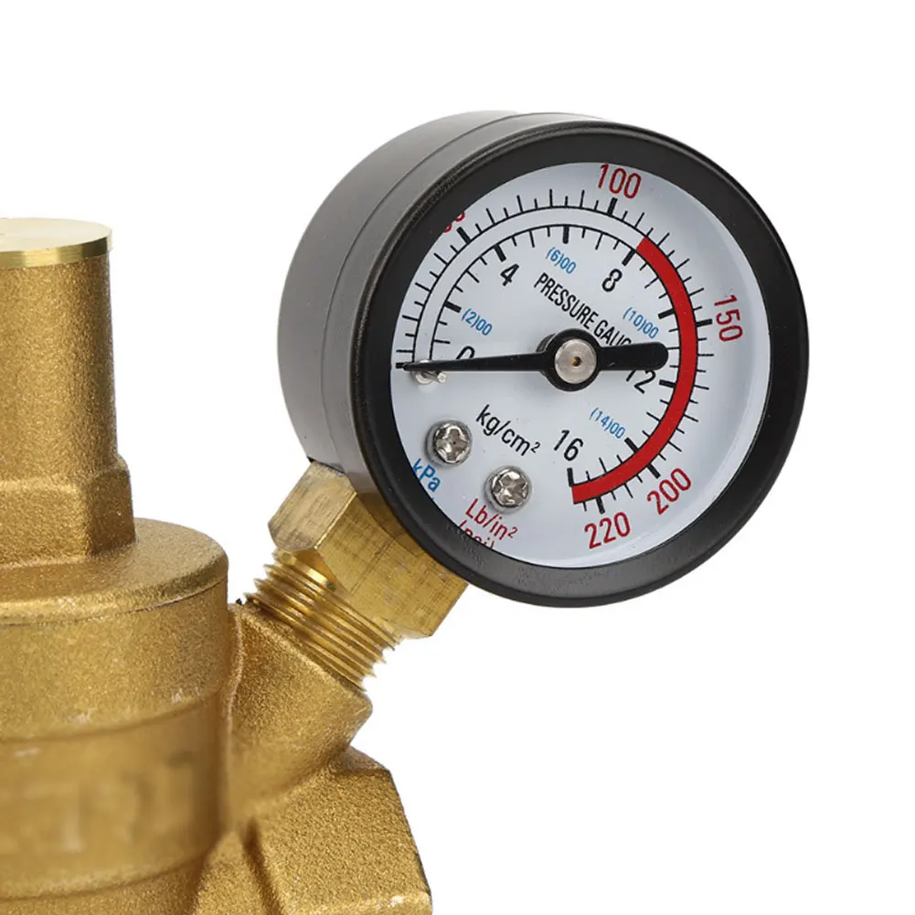 

DN20 NPT 3/4'' Regulator Brass Water Pressure Regulator Reducer PN 1.6 Adjustable With Gauge Meter For Hydraulic/Water Purifier