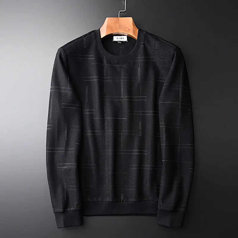 

Yarn dyed dark jacquard pattern fashion men's sweater round neck spring and autumn 2020 new knitted pullover for men