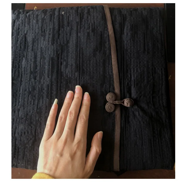 

Women Retro Solid color Plus size Chinese style buckle Long cropped cotton-linen trench coat