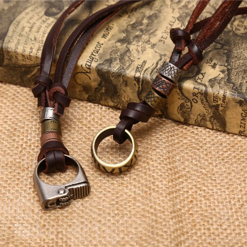 Necklace Genuine Leather Pendent Jewelry Chain For Men And W