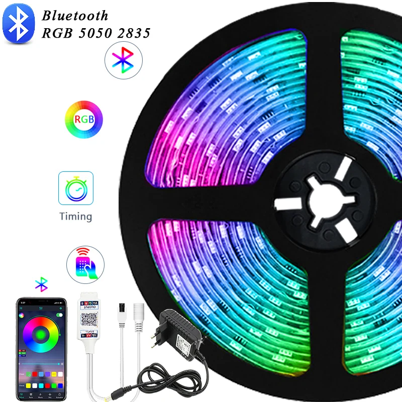 

Светодиодная ленсветильник rgb 2835, 10/15/20 м, с поддержкой Bluetooth