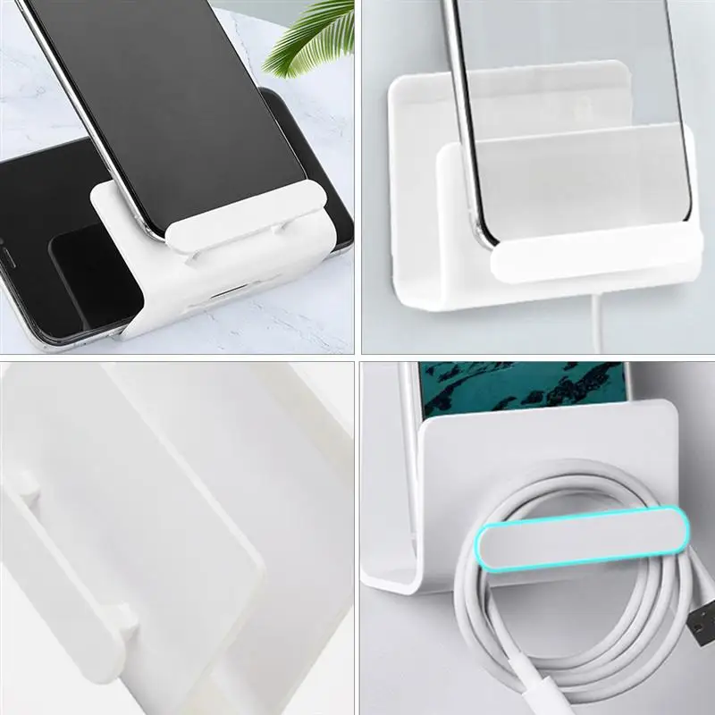 

3Pcs Wall-Mounted Phone Charging Supports Punch Free Cell Phone Holders