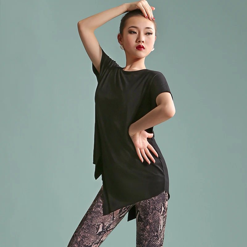 

2021 Latin Dance Clothes For Women Adult New Round Neck Tops Loose Long Sleeve Shirts Latin Performance Dance Costumes DN7799