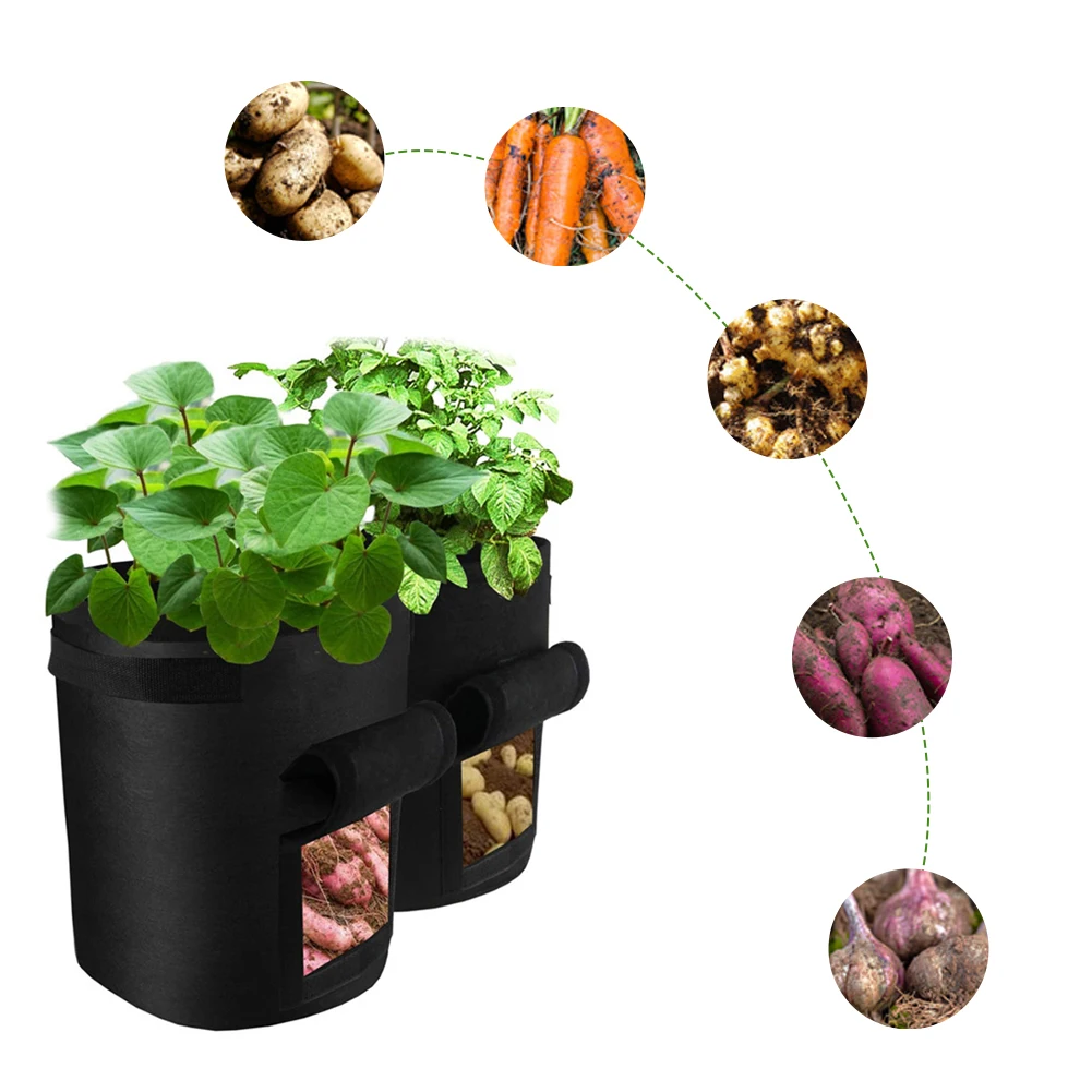 

Plant Growth Bag With Handle Potato Greenhouse Vegetable Planting Bag Moisturizing Jardin Vertical Garden Grow Bag Seedling Pot