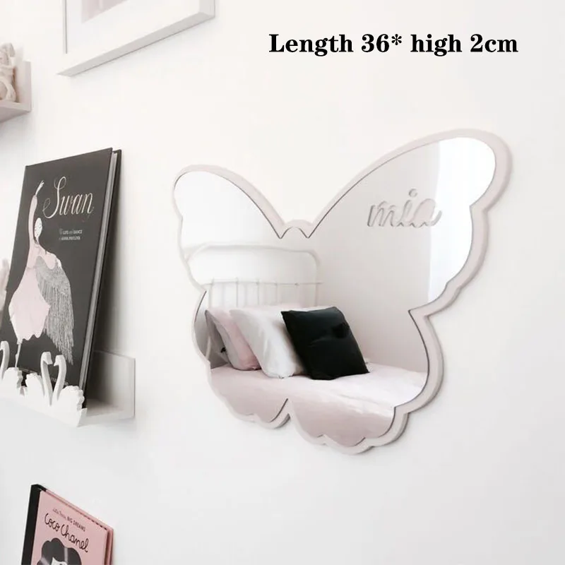 Butterfly Скандинавские настенные украшения для дома, зеркало для душа, облако, лебедь, кролик, корона, летучая мышь, бант, Микки, единорог, акриловое зеркало для спальни, ванной комнаты, искусство - Цвет: Butterfly
