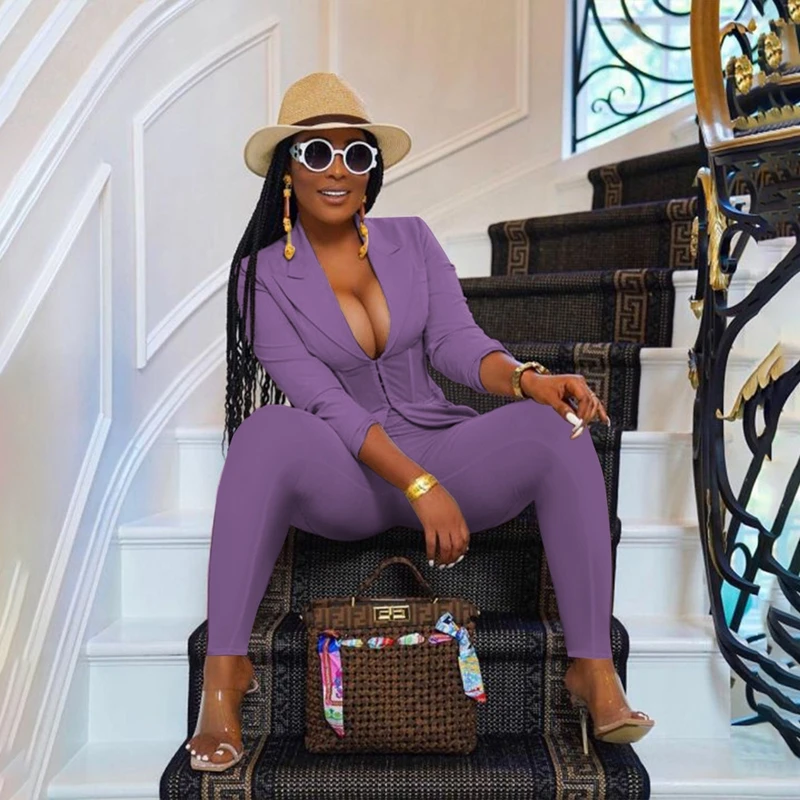 

Casual Two Piece Set Corset Suit Coat Pencil Pants Business Office Lady Outfits Streetwear Outfits Lounge Matching Sets