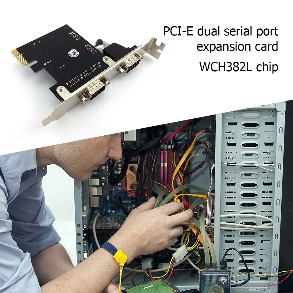 

PCI-E To Dual Serial Port WCH382L Expansion Card High Quality 9-Pin RS232 Adapter Cards For Windows XP/Vista/7/8/8.1/10