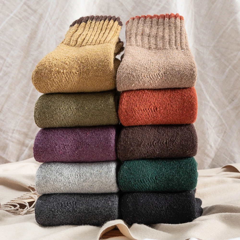 5 Pairs Winter Socks Warm Women Super Thick Thermal Wool Cashmere Snow Socks Seamless Terry Boots Floor Sleeping Socks Eu 34-39