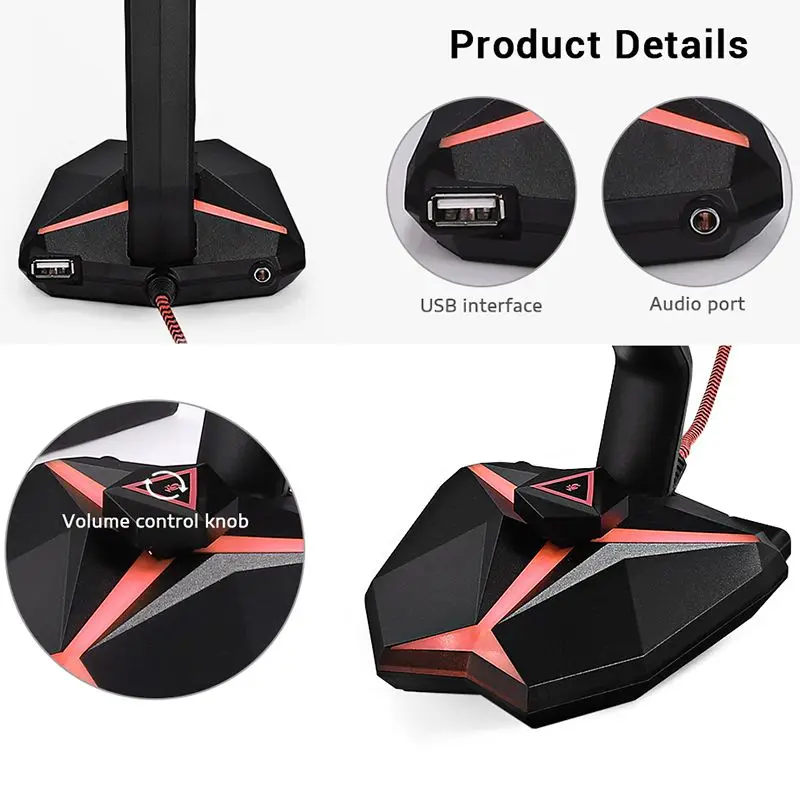 G33 игровой микрофон Настольный Конденсатор Запись светодиодный индикатор Usb
