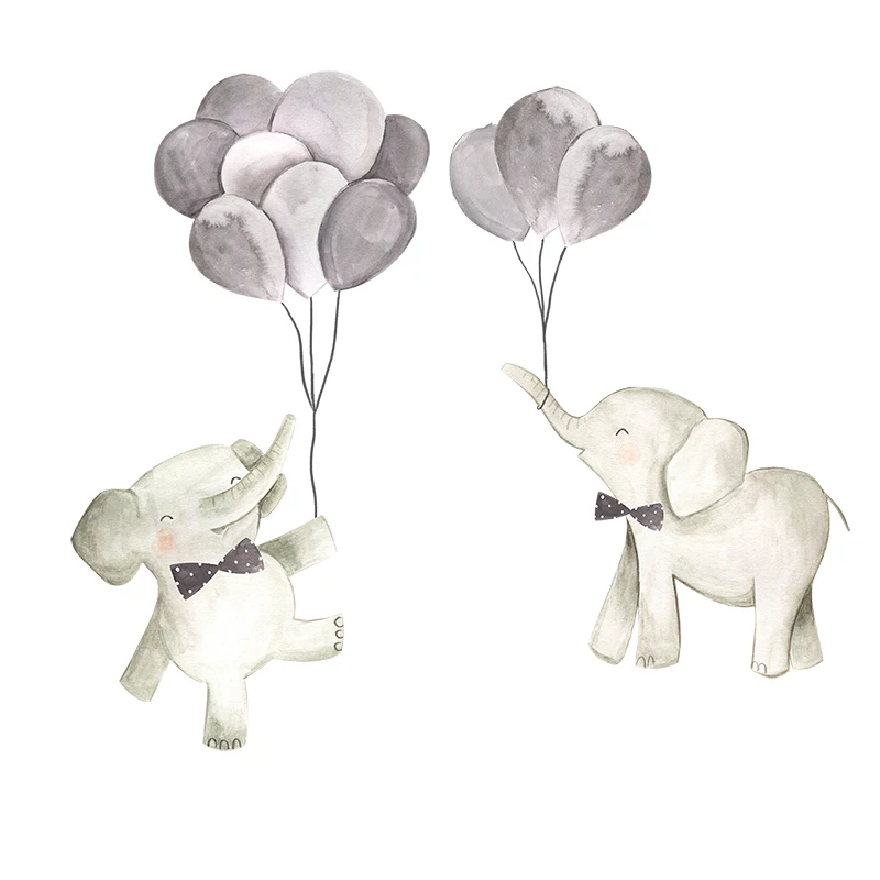 

Three Ratels QCF24 Elephant with balloon kid's room decoration toilet refrigerator decals