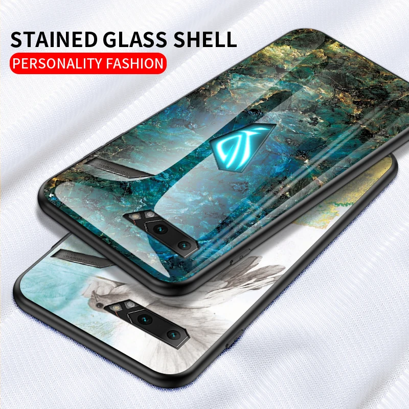 Жесткий чехол из мраморного стекла для ASUS ROG 2 ROG2 мягкий ТПУ Phone2 ZS660KL |