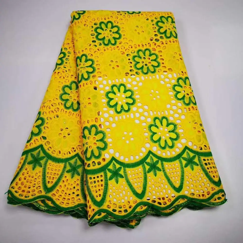 5 ярдов швейцарская кружевная хлопковая ткань с цветочной вышивкой со стразами